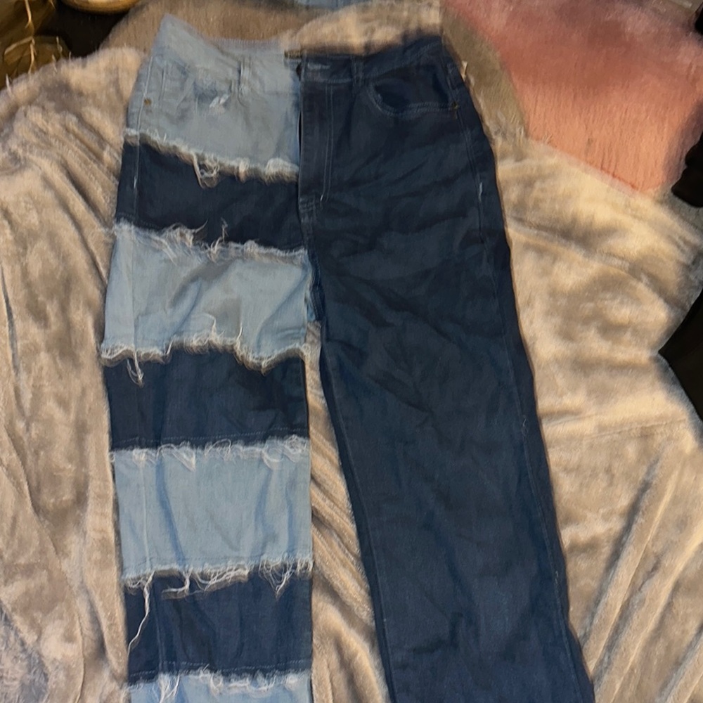 Stylish fashion nova Two-Tone Denim Jeans